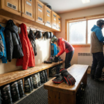 Pro-Performance Black & Red Leather Ski Gloves – Thermal Winter Sports Hand Wear