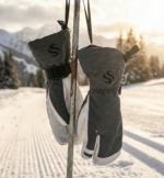 Syed Pro-Series 3-Finger Leather Ski & Snowboard Mittens – Grey/White
