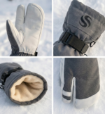 Syed Pro-Series 3-Finger Leather Ski & Snowboard Mittens – Grey/White