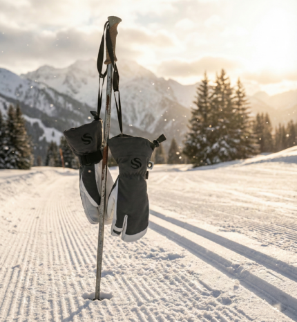 Syed Pro-Series 3-Finger Leather Ski & Snowboard Mittens – Grey/White