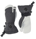 Syed Pro-Series 3-Finger Leather Ski & Snowboard Mittens – Grey/White