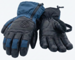 Premium Navy & Black Leather Ski Gloves | Zipper Storage Pocket